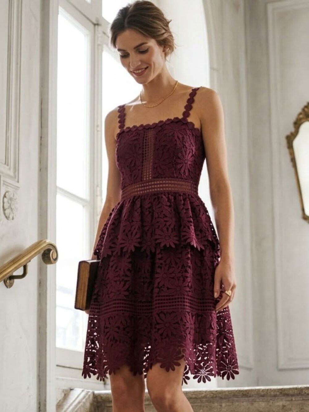 Zac Posen Floral Lace Ruffle Sheer Women's Flirty Cocktail Chic Dress Size 4